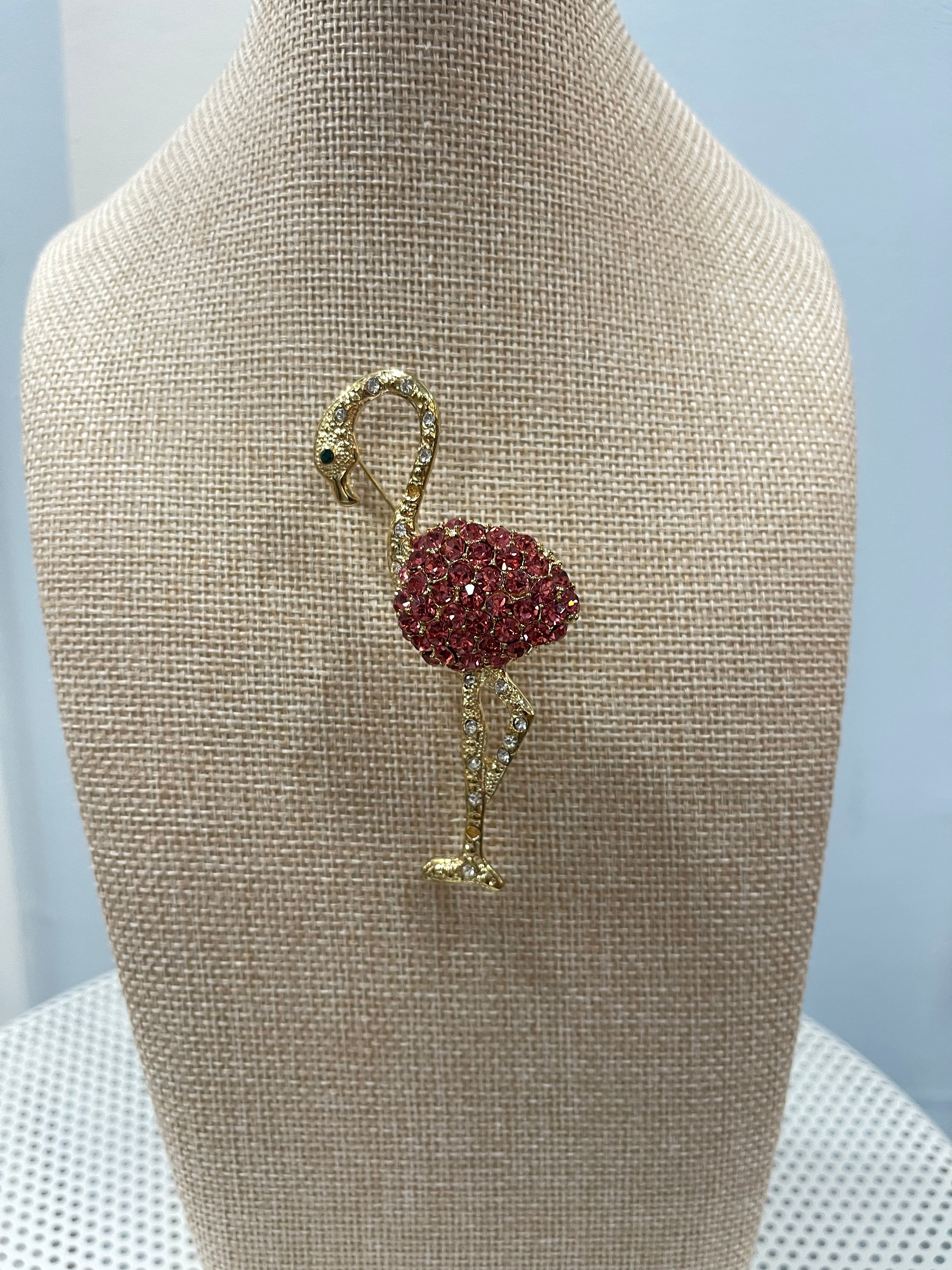 Vintage Blush Flamingo Brooch Terry K