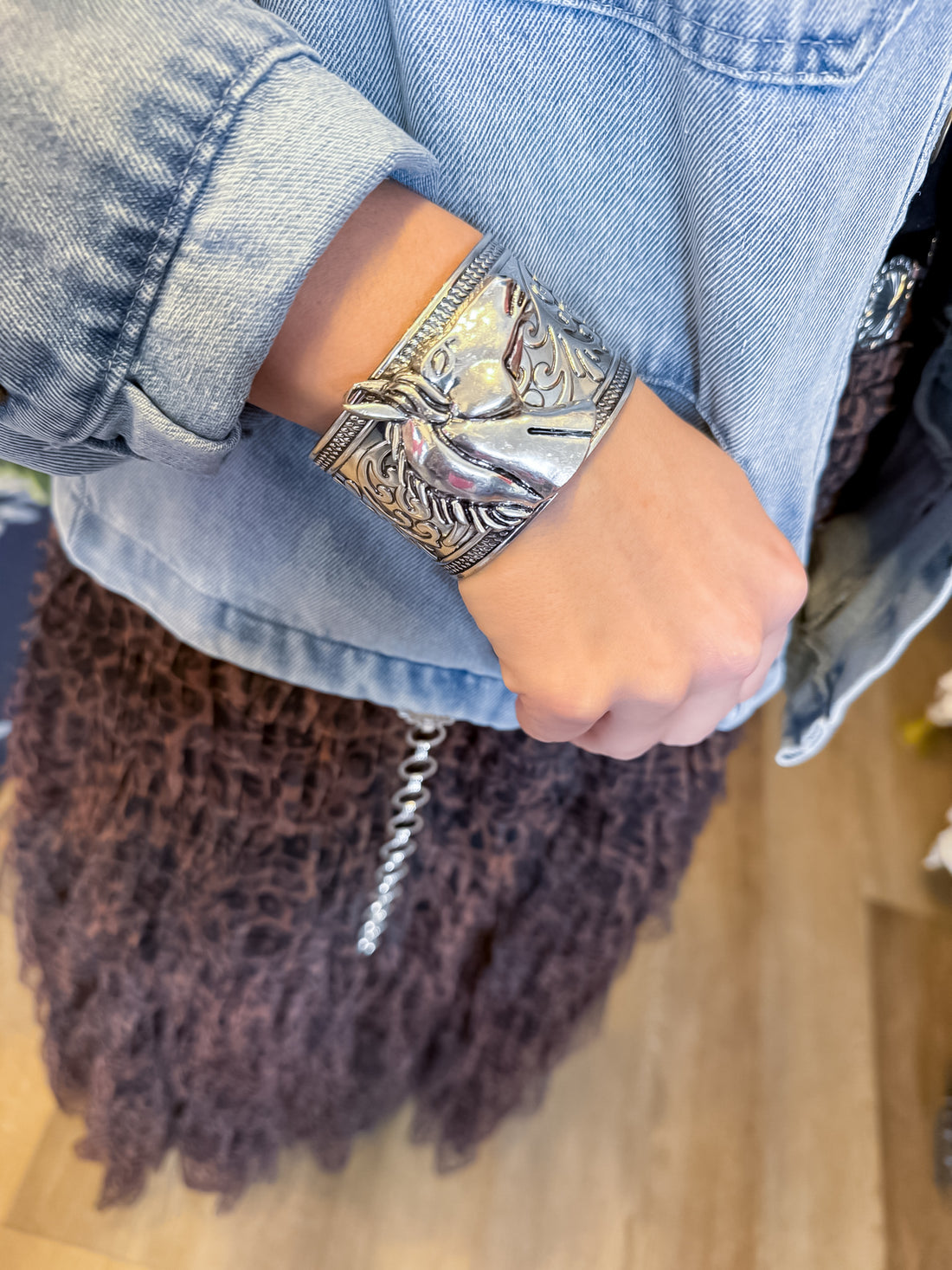 Silver Western Horse Cuff Bracelet SW Trading