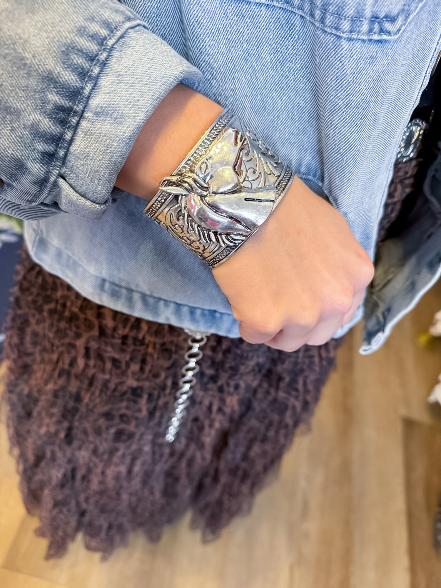 Silver Western Horse Cuff Bracelet SW Trading