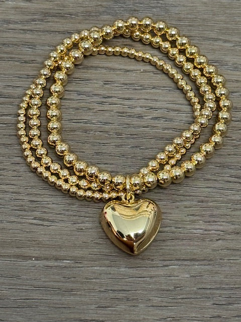 Golden Heart Stretch Bracelet