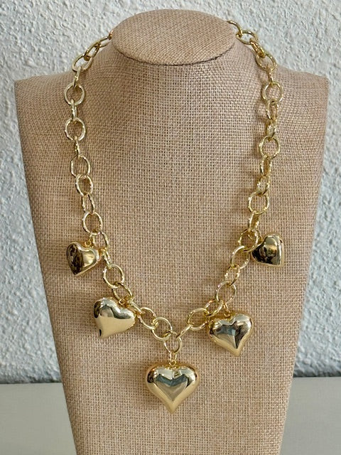 Golden Hearts Statement Necklace