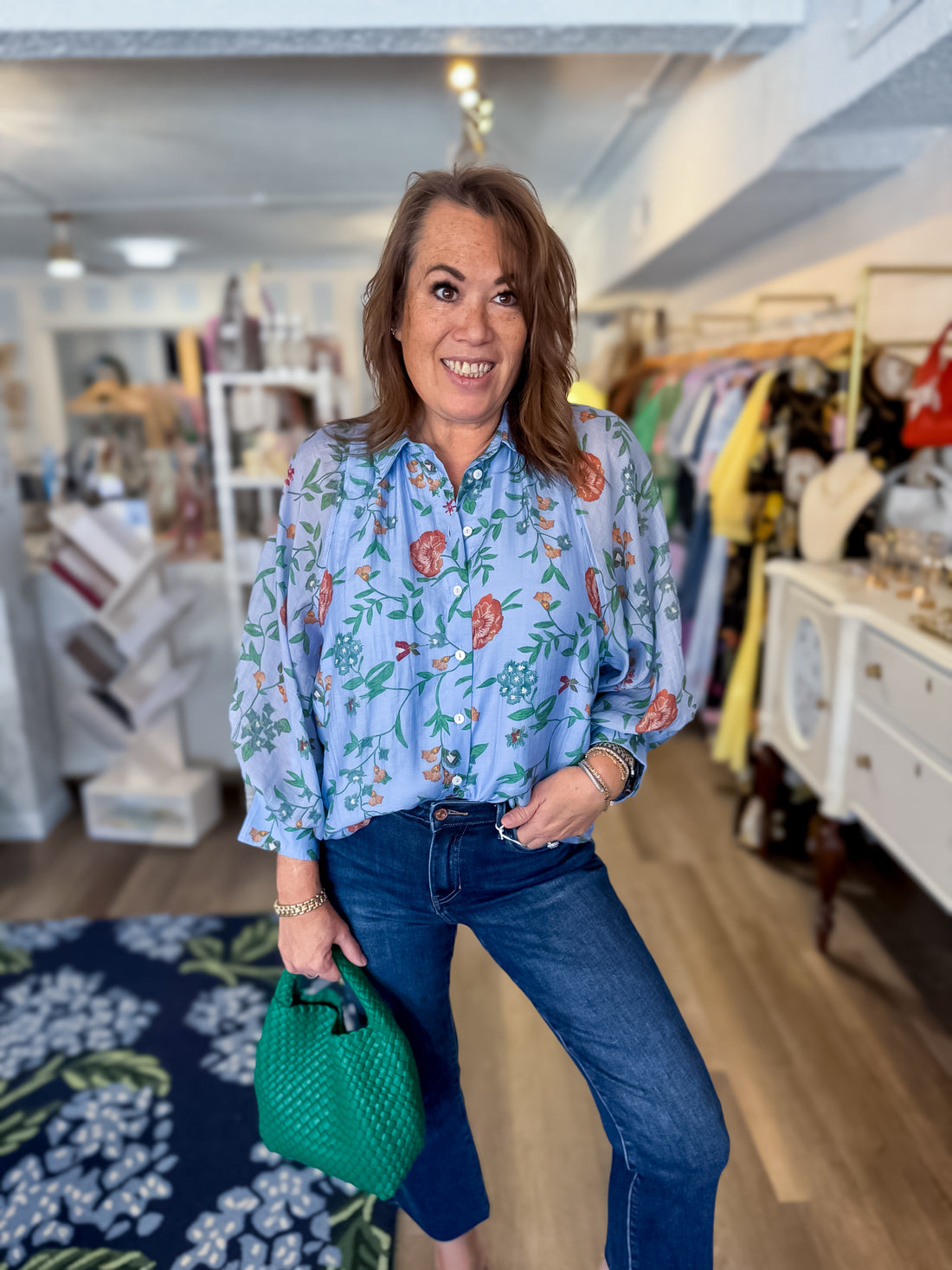 Waverly Floral Button Top Entro