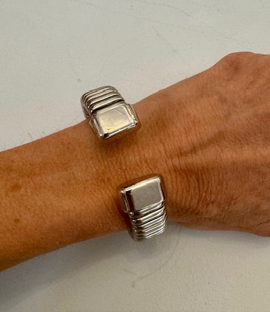 Structured Silver Cuff Bracelet Threads of Grace