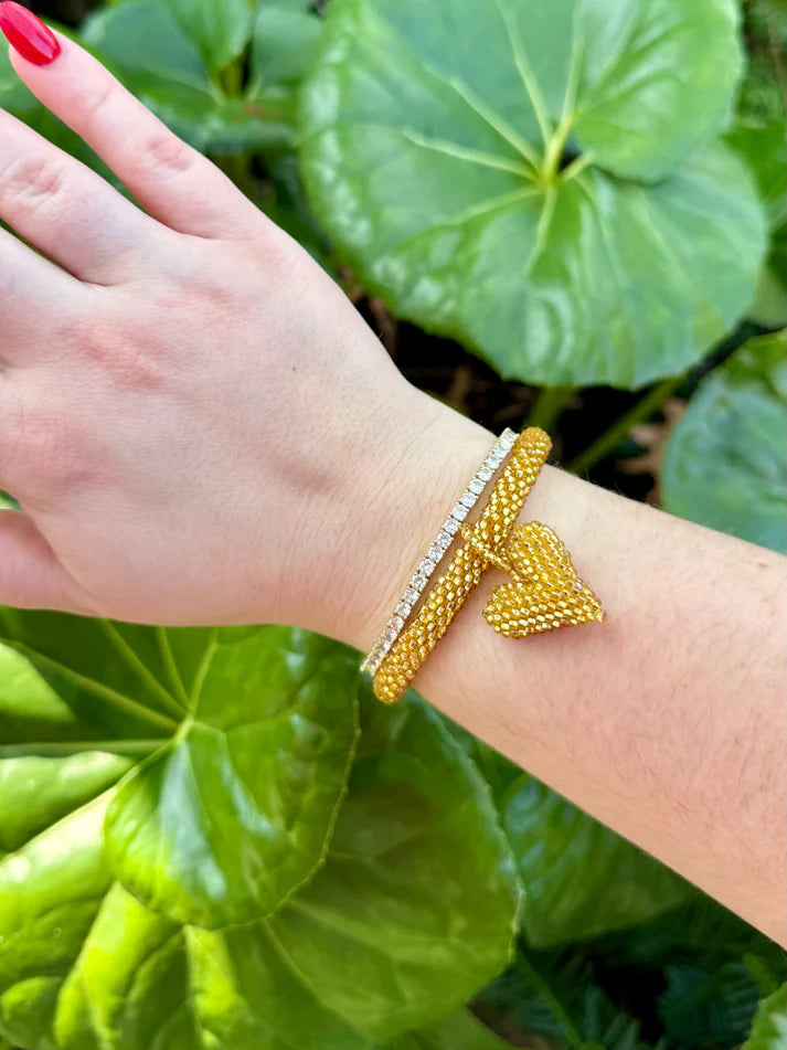 Gold Heart Charm Bracelet