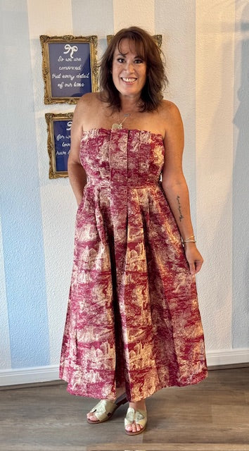 Toile Reverie Strapless Midi Dress Entro
