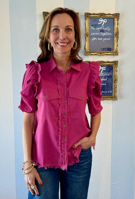 Berry Chic Ruffle Blouse Threads of Grace