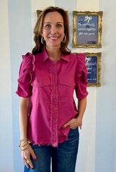 Berry Chic Ruffle Blouse Threads of Grace