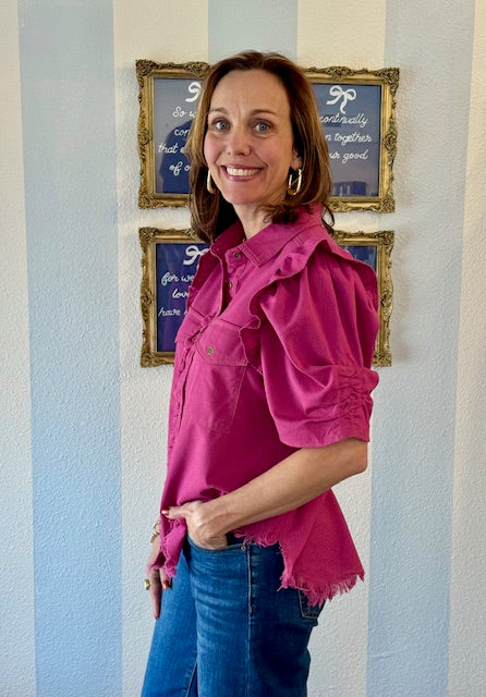 Berry Chic Ruffle Blouse Threads of Grace