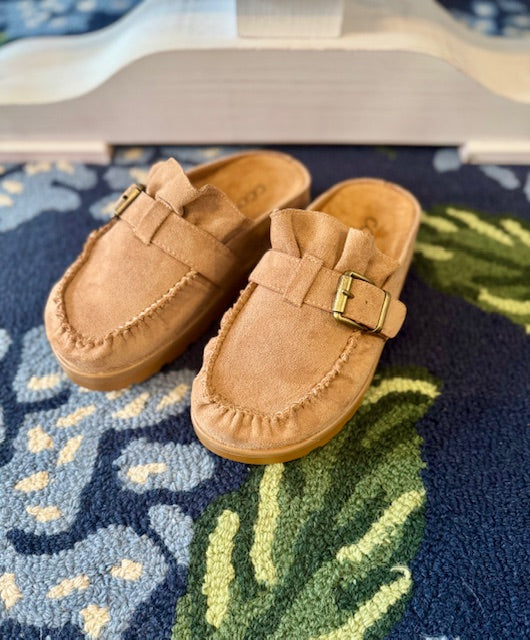 Slip On Moccasin Mule Shoes Taupe CCOCCI