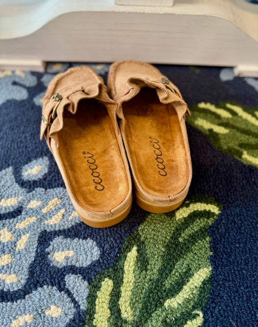 Slip On Moccasin Mule Shoes Taupe CCOCCI