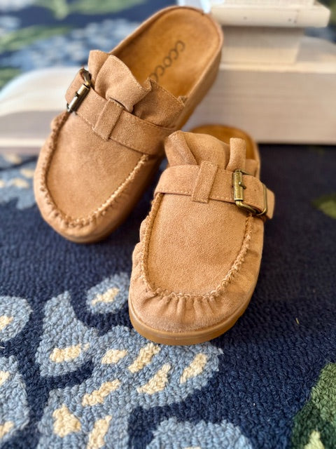 Slip On Moccasin Mule Shoes Taupe CCOCCI