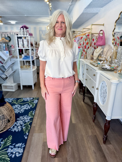The Hampton Twill Pants – Peach Blossom Easel