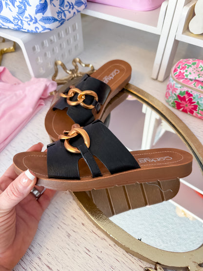 Chain Letter Sandal - Black Corkys
