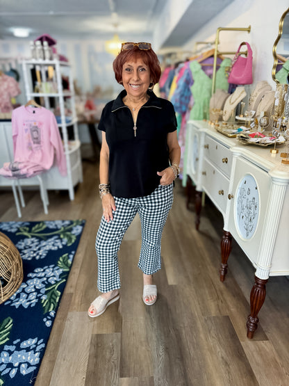 Gingham Chic Skinny Pant - Black Just Black Denim