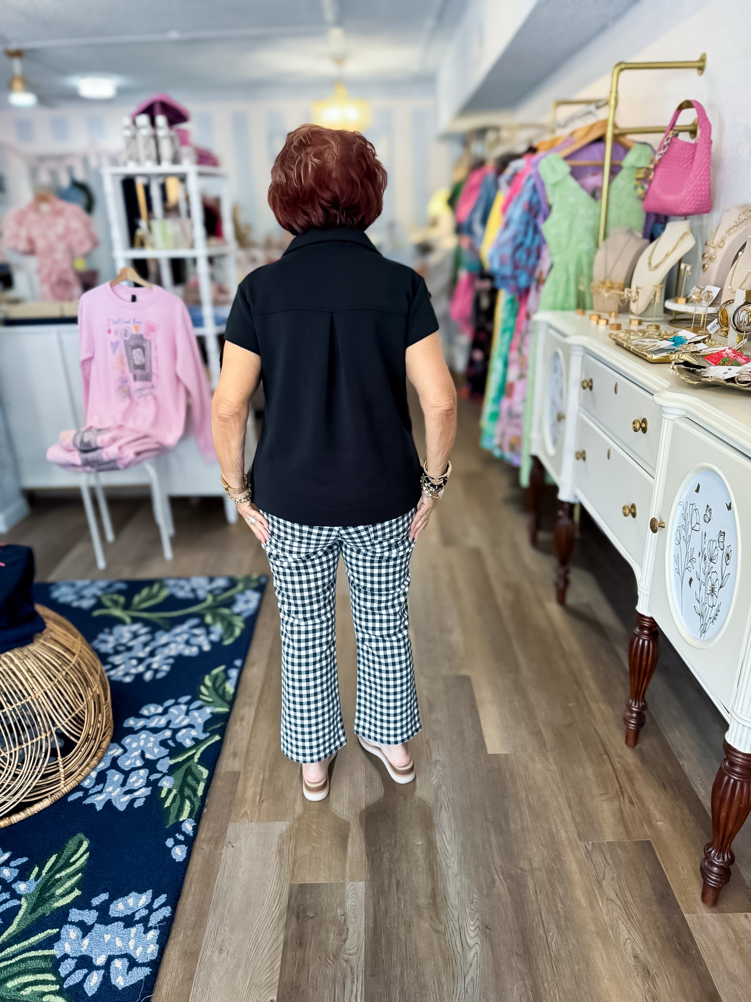 Gingham Chic Skinny Pant - Black Just Black Denim