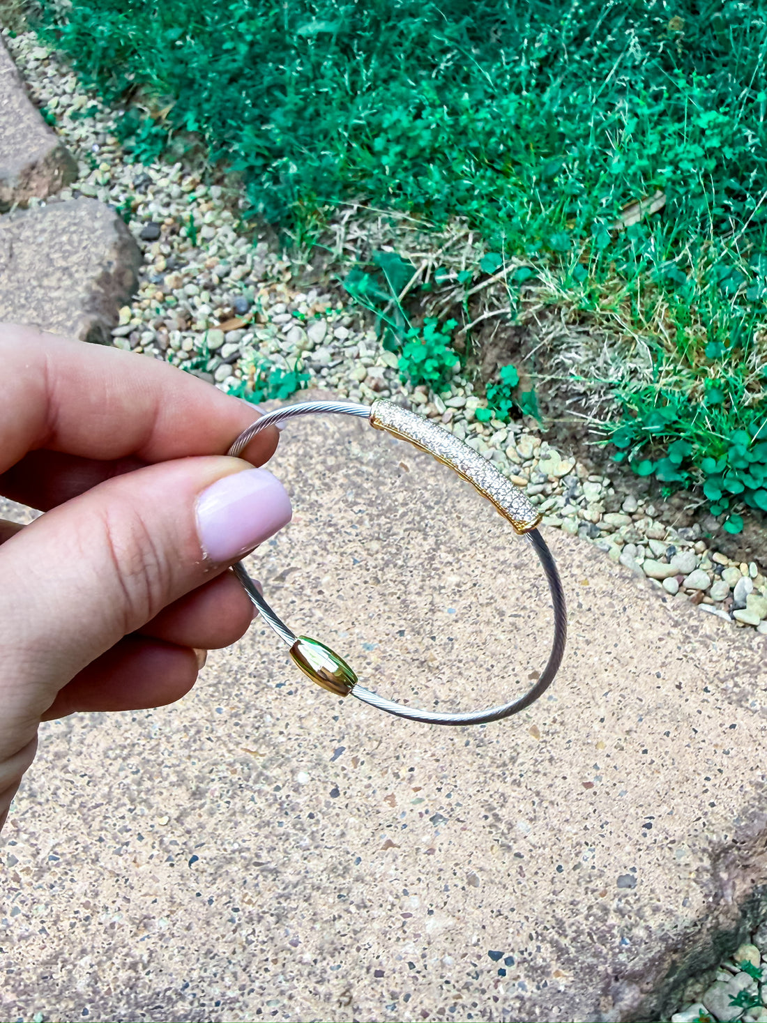 Crystal Bar Cable Cuff Silver and Accessories