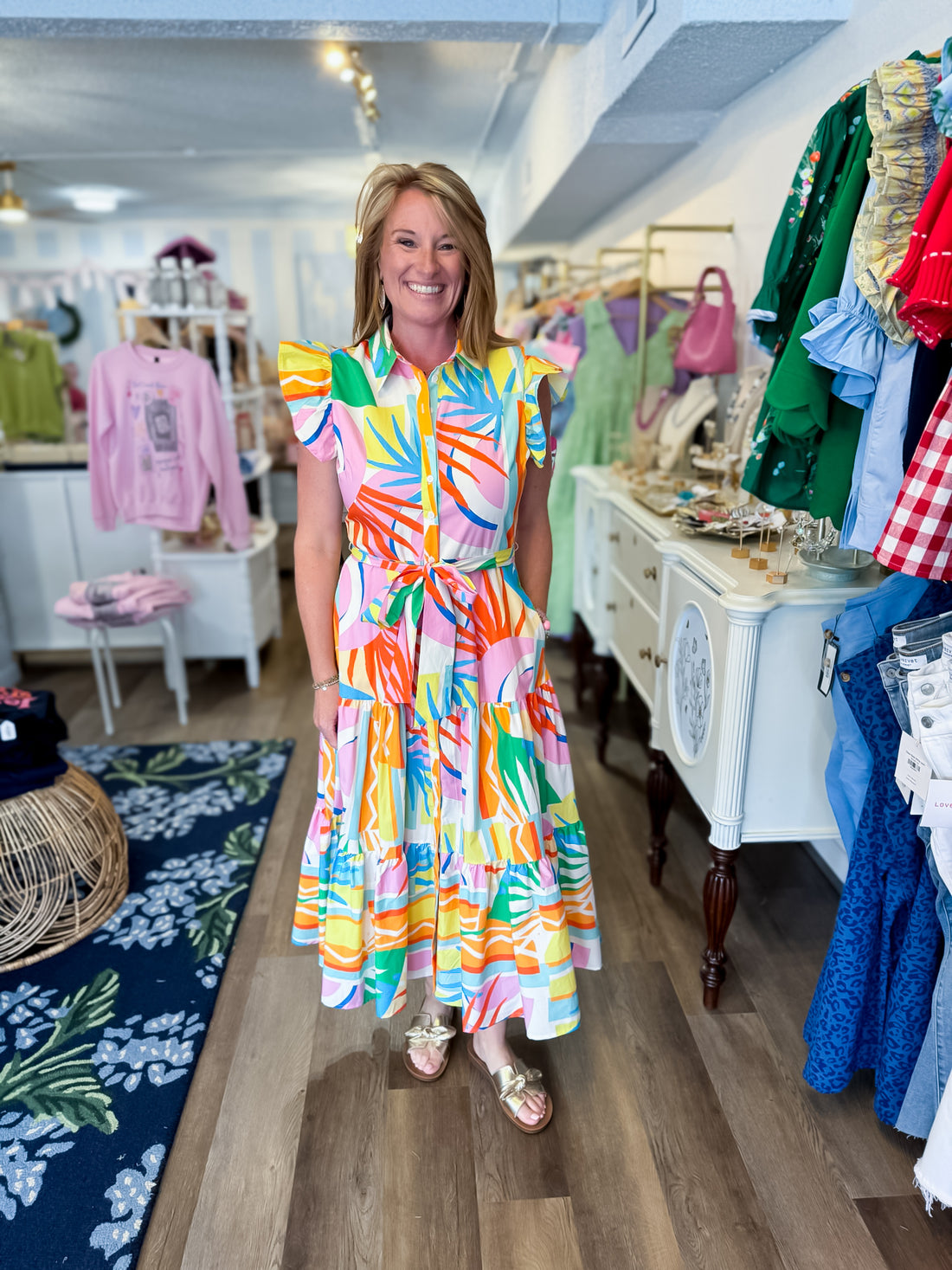 Sunset Tropics Tiered Dress FLYING TOMATO