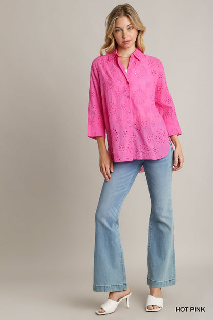 Ellie Eyelet Top Umgee