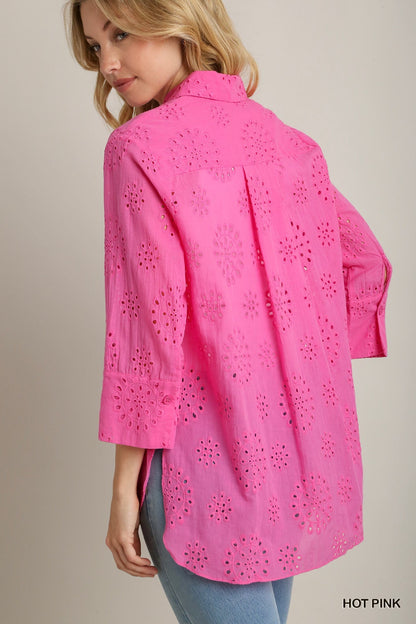 Ellie Eyelet Top Umgee