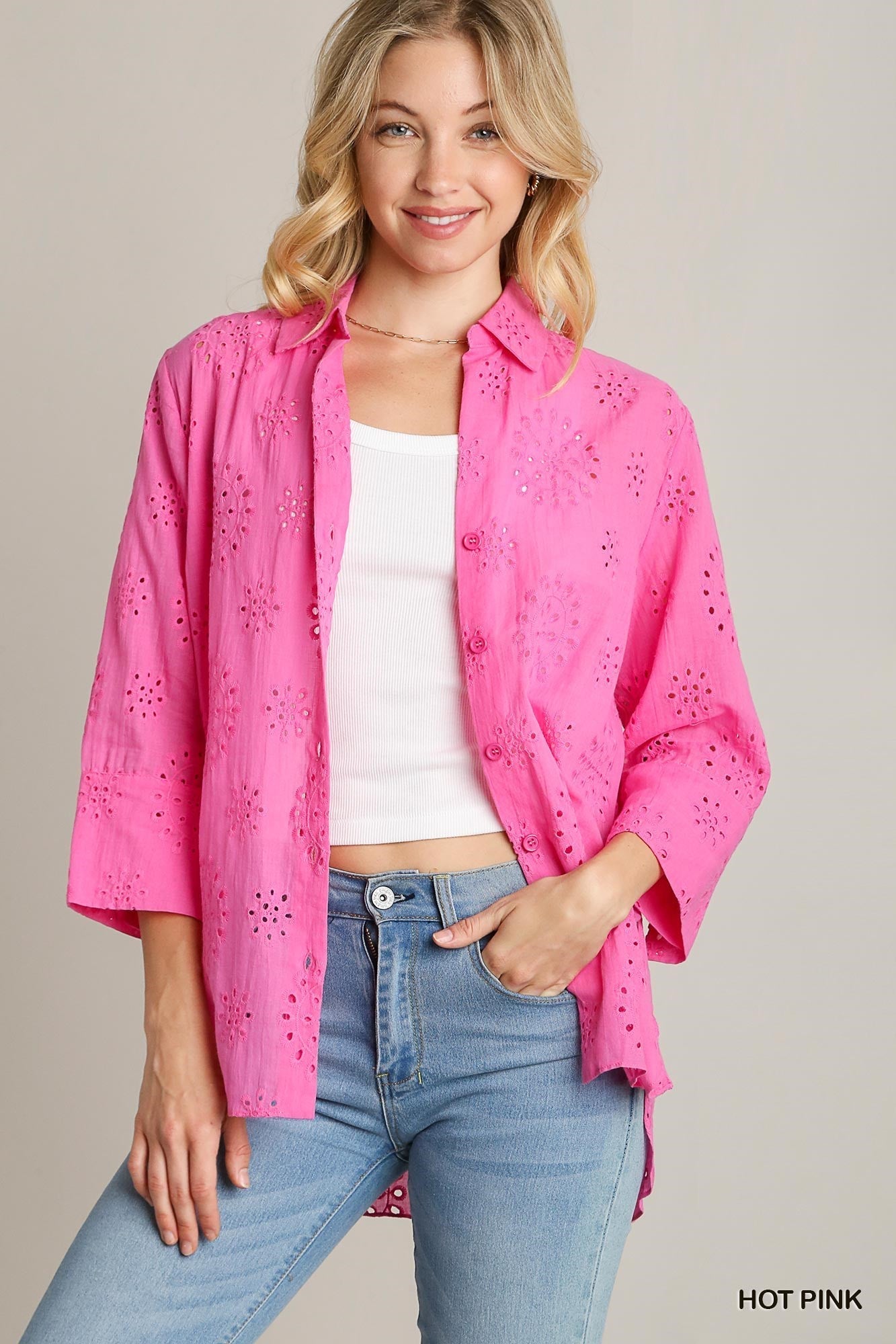 Ellie Eyelet Top Umgee