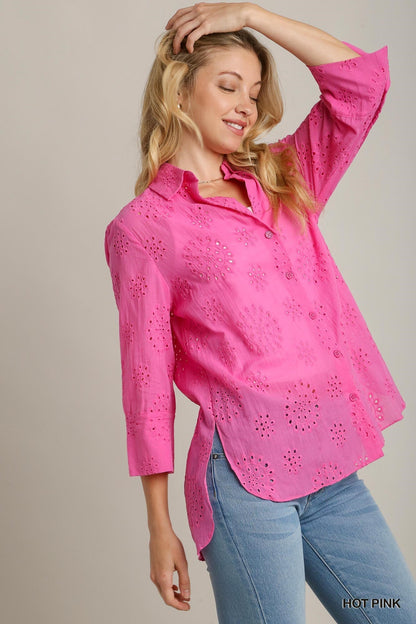 Ellie Eyelet Top Umgee