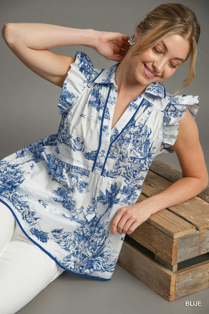 Lilabet Landscape Print Top