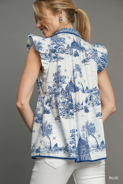 Lilabet Landscape Print Top