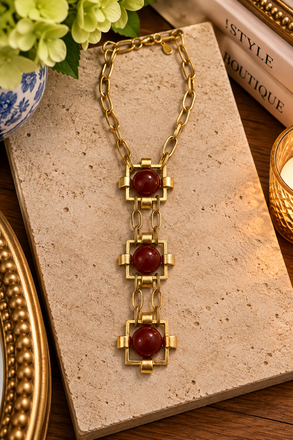 Charleston Charm Necklace - Garnet Yochi NY