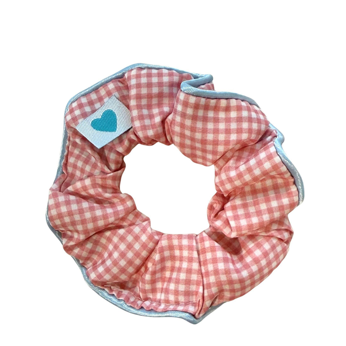 Pink checkered scrunchie