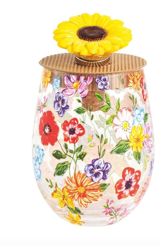 Flower Stemless Wine Glass Set