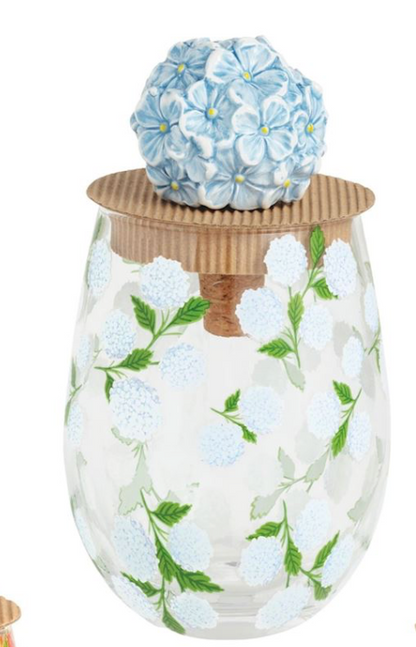Hydrangea Stemless Wine Glass Set