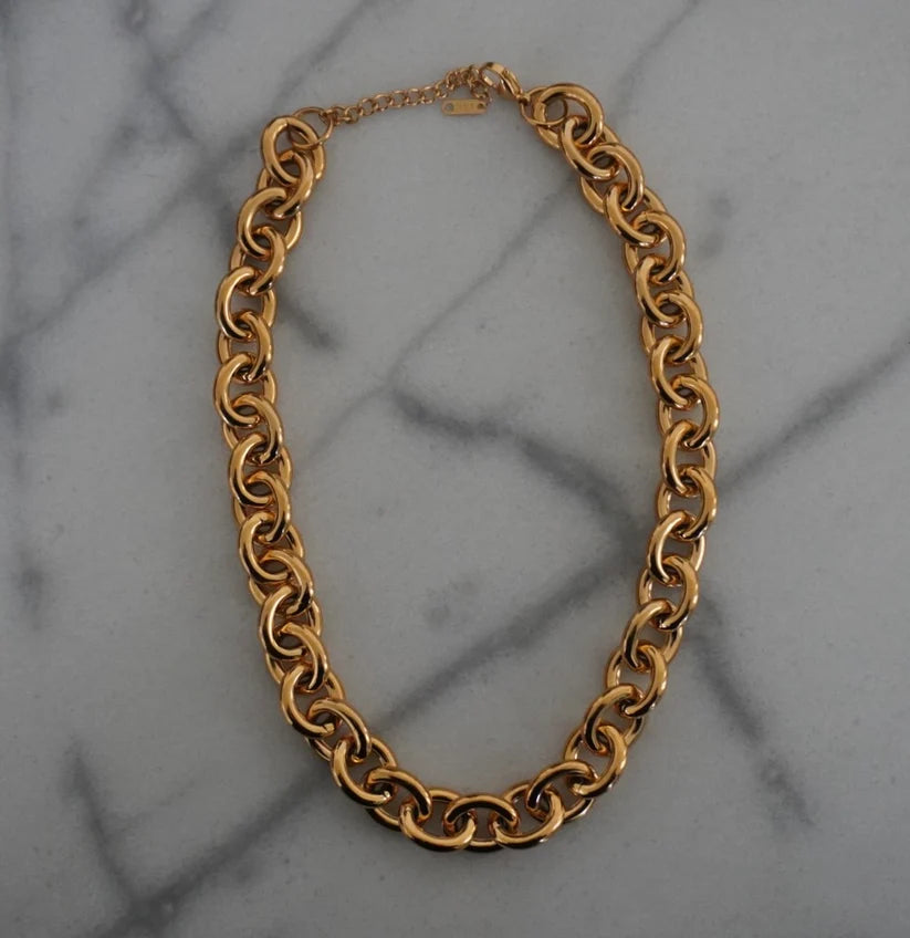 Gold plated stainless-steel link necklace