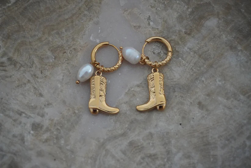 Chansuttpearls Cowboy Boot Earrings