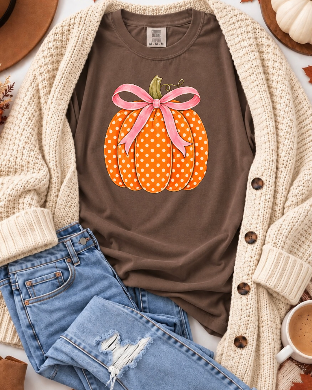 Polkadot Pumpkin Tee August Avenue