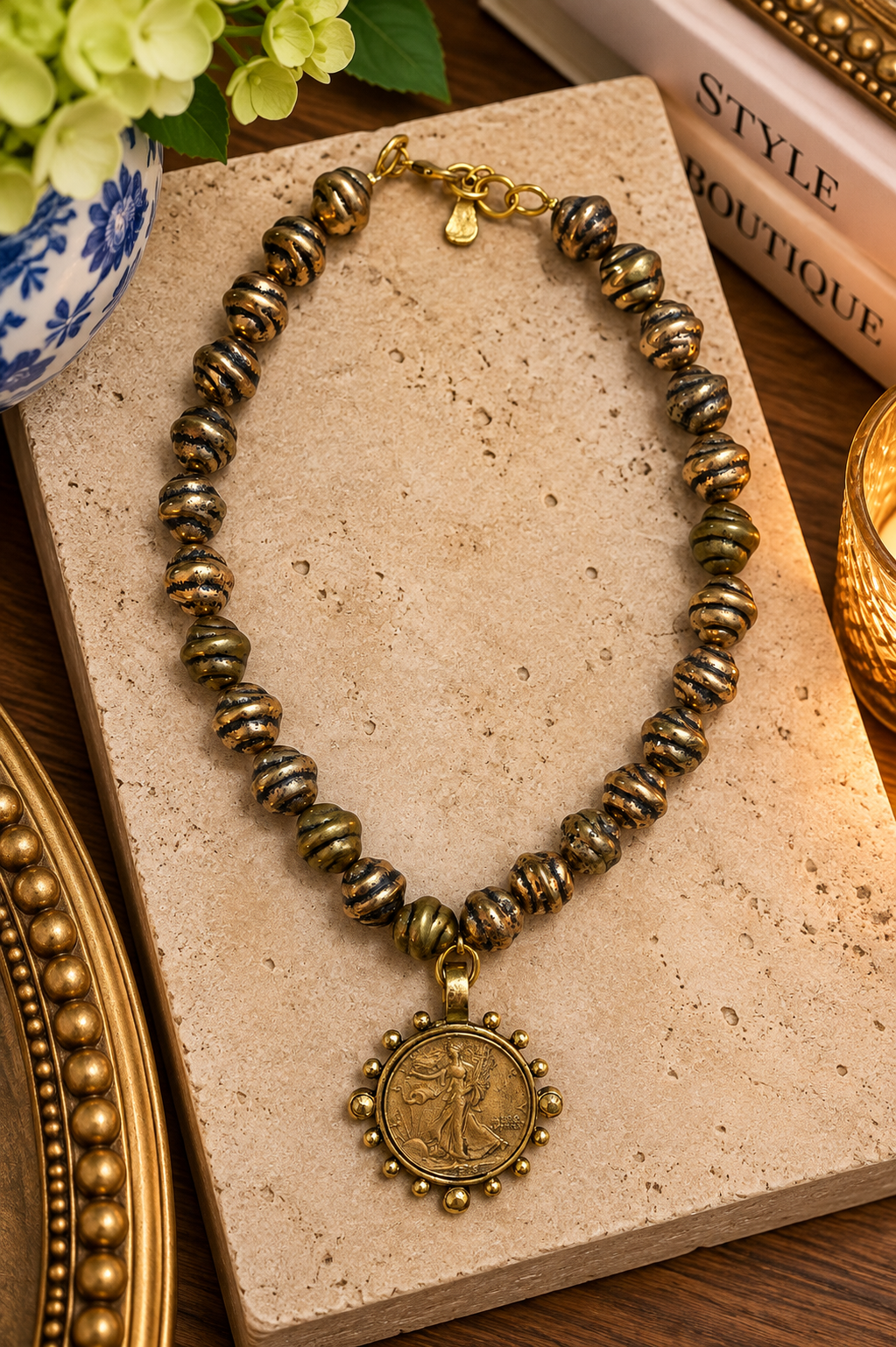 Vintage Coin Necklace Yochi NY