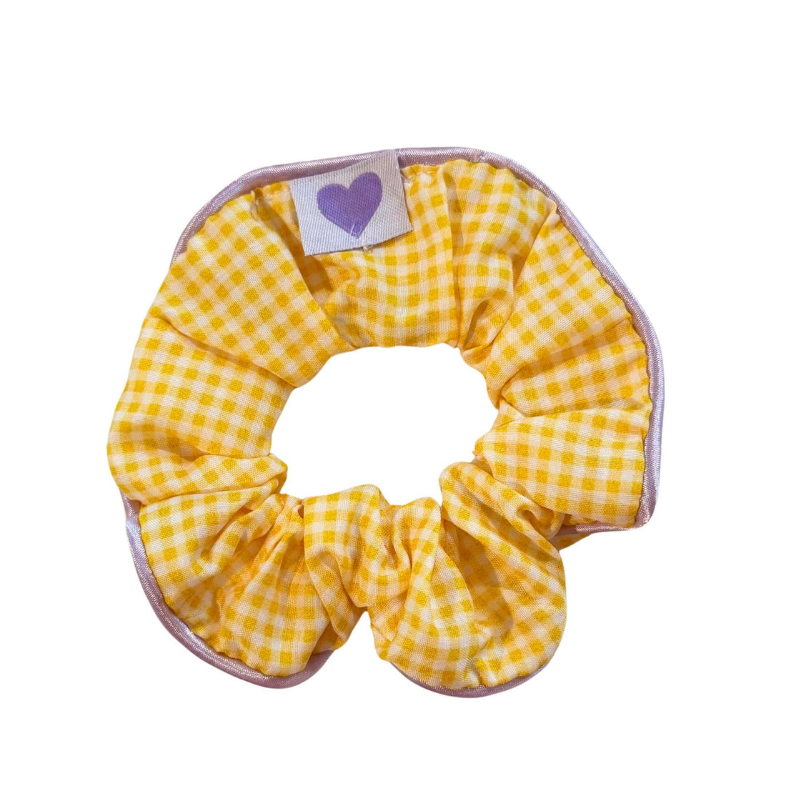 Yellow gingham print scrunchie 