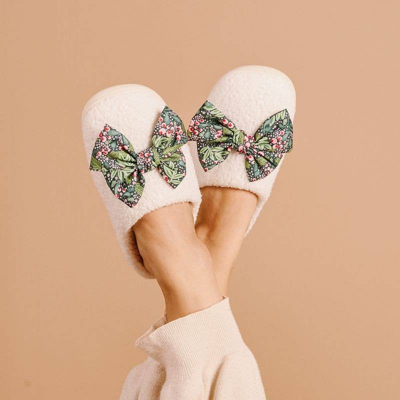 Fuzzy Slippers-Betty Bow Jolly Sprig (Mixed 2 S/M + 2 M/L) The Darling Effect