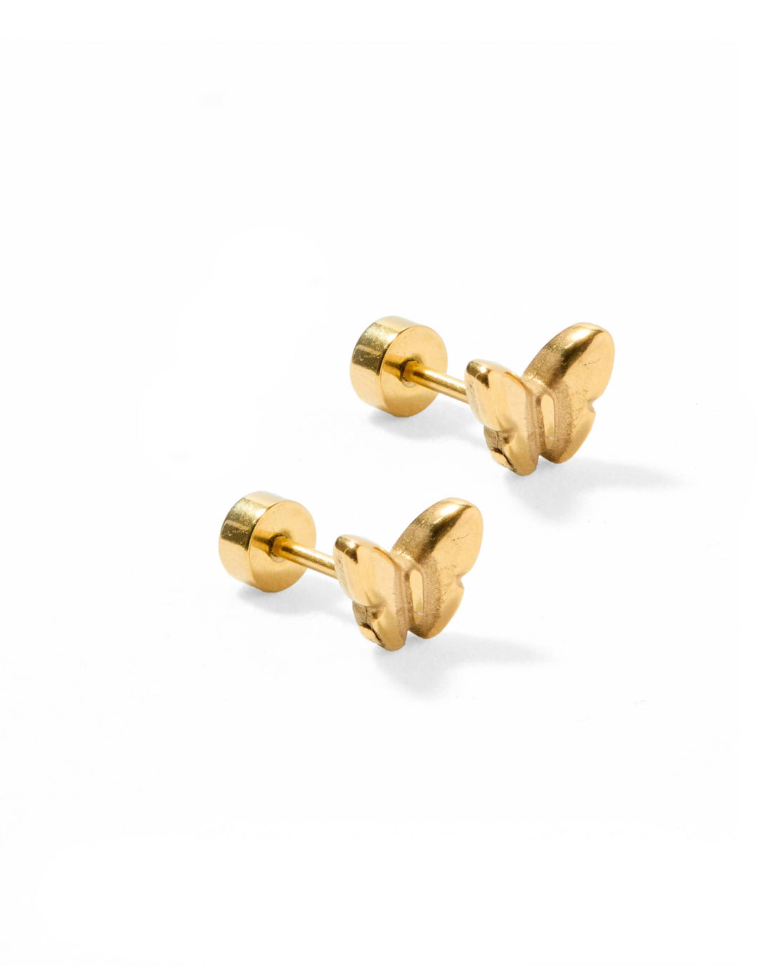 Gold butterfly stud earrings 