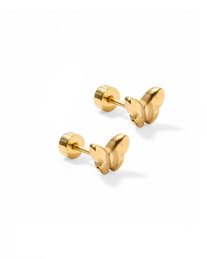 Gold butterfly stud earrings 