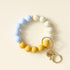 Blue yellow and floral wristlet silicone keychain 