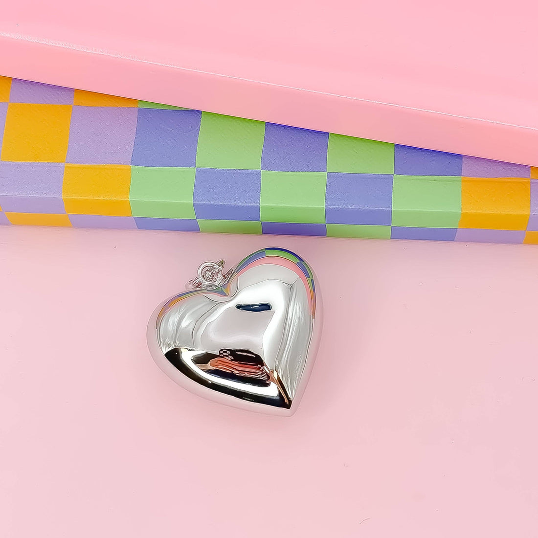 Shiny big silver heart charm 