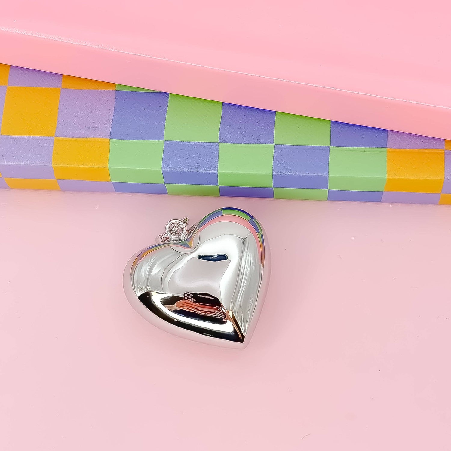 Shiny big silver heart charm 