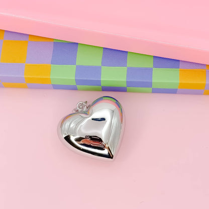Shiny big silver heart charm 
