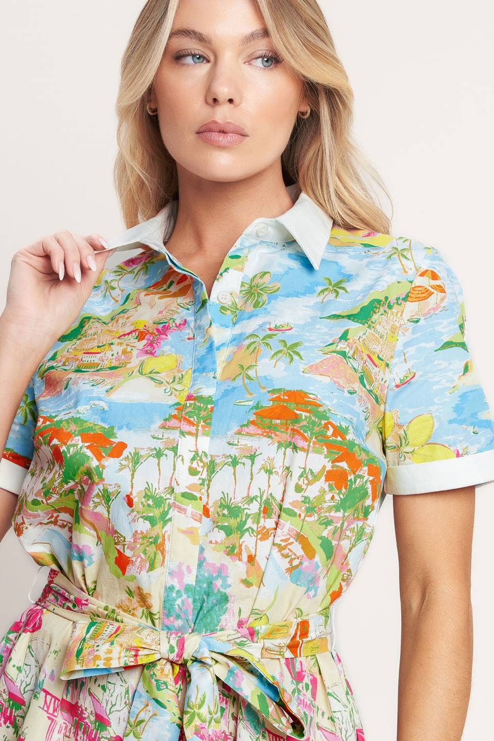 A printed woven mini dress - ID23350 FLYING TOMATO