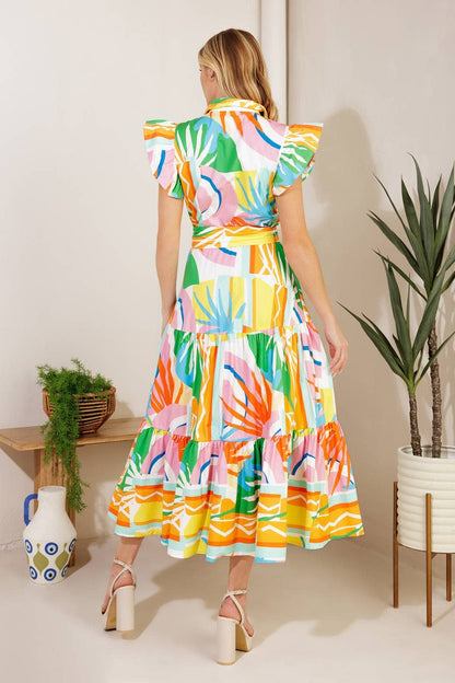 A printed woven midi dress - ID21963 FLYING TOMATO