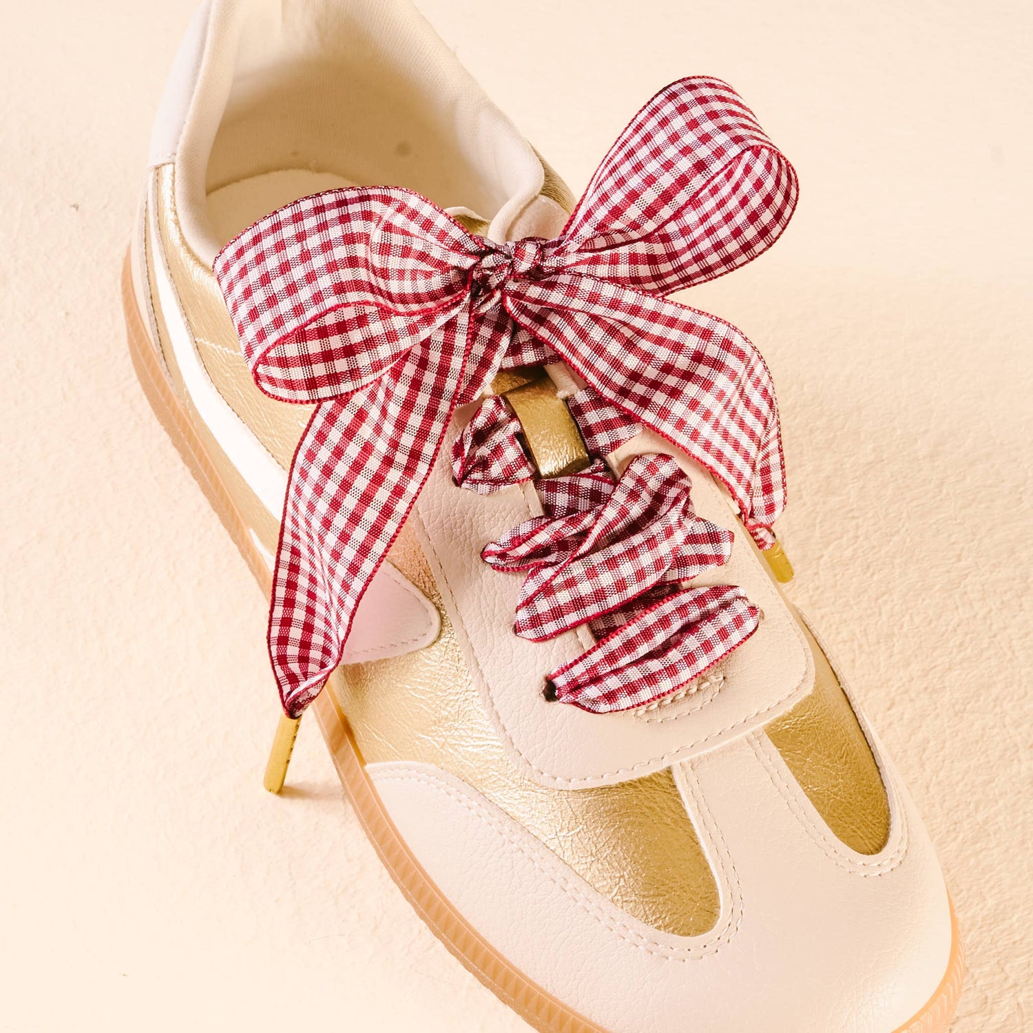 Step It Up Shoelaces-Gingham Burgundy The Darling Effect