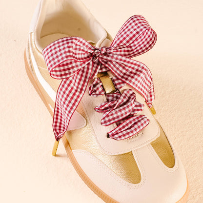 Step It Up Shoelaces-Gingham Burgundy The Darling Effect