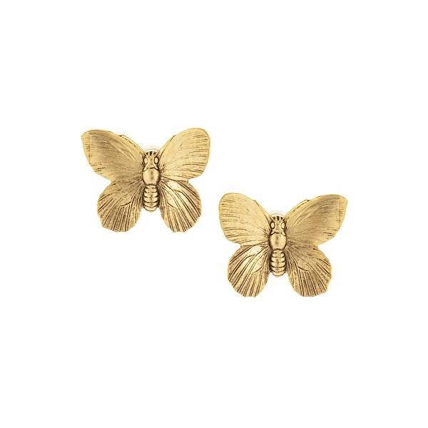 Gold butterfly stud earrings 