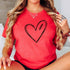 Red heart football game day tee