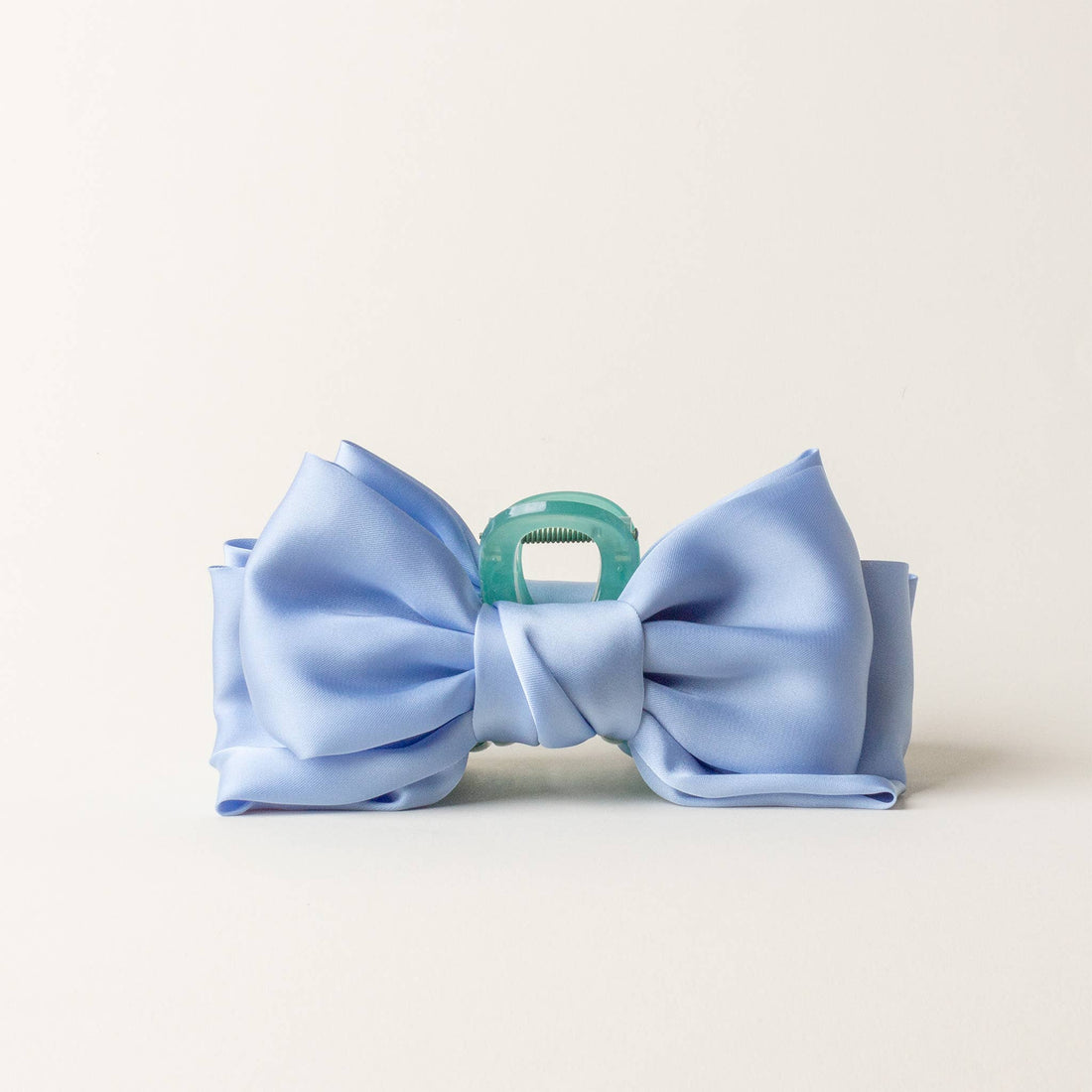 Satin blue bow claw clip